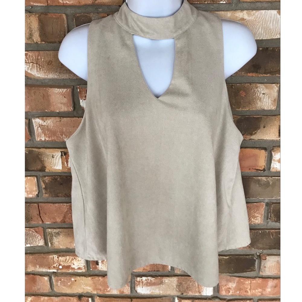 She + Sky Women’s Cream Keyhole Sleeveless Tank Size Large